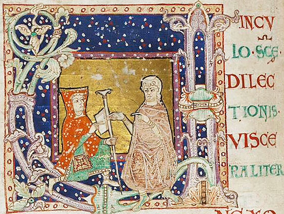 Vie de saint Maur et autres saints de l'abbaye Saint-Maur-des-Fossés (Ms 2273, folio 38v°) avec une lettrine historiée